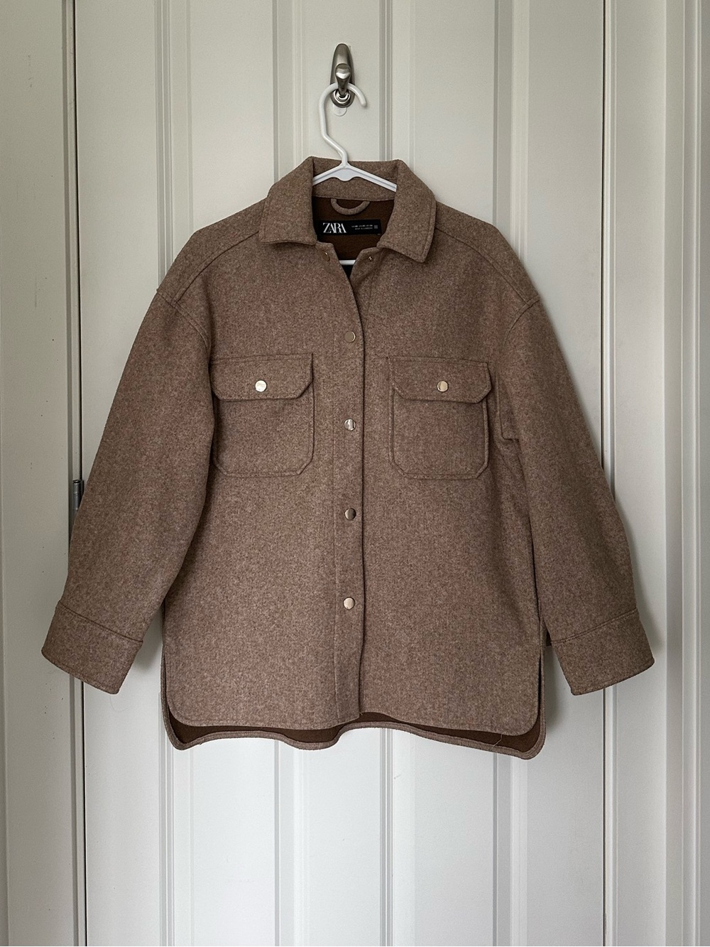 Zara Taupe oversized button up coat